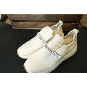 NWOT Nordstrom Lisbon White Slip On Sneaker Crystal Embellished Strap Womens 8